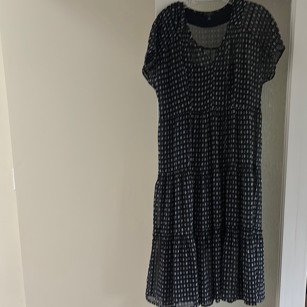 Navy and White Patterned Dress